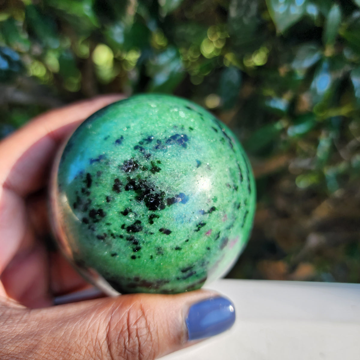 Ruby Zoisite Sphere - 63mm - High Quality - courage retailer and strength