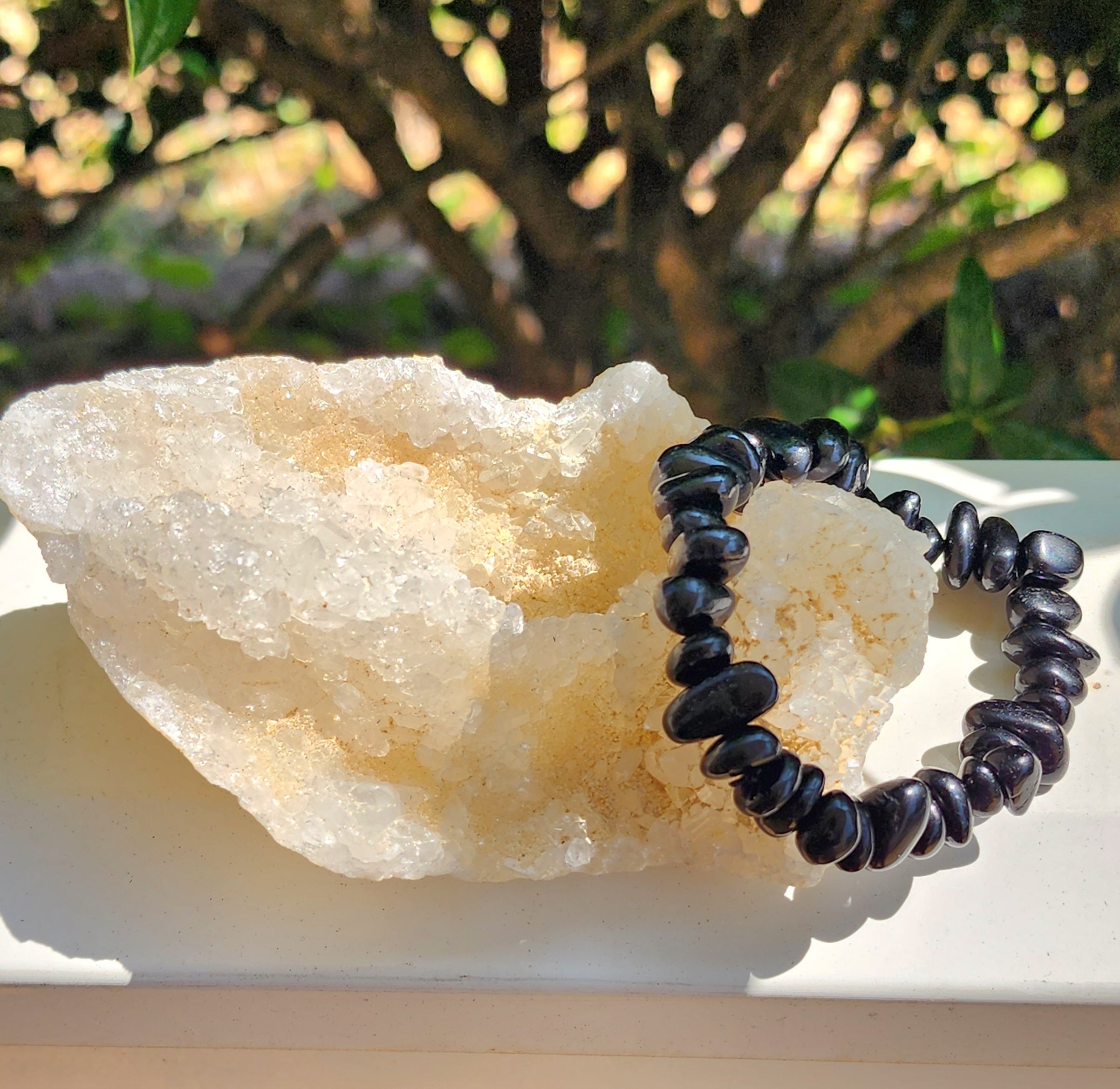 Elevated Calm Black Tourmaline Chip Bracelet