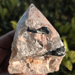 Elevated Calm Black Tourmaline Feldspar Semi-Polished Point