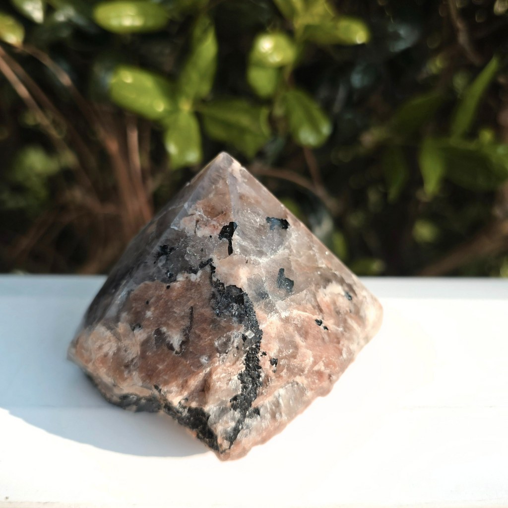 Elevated Calm Black Tourmaline Feldspar Semi-Polished Point
