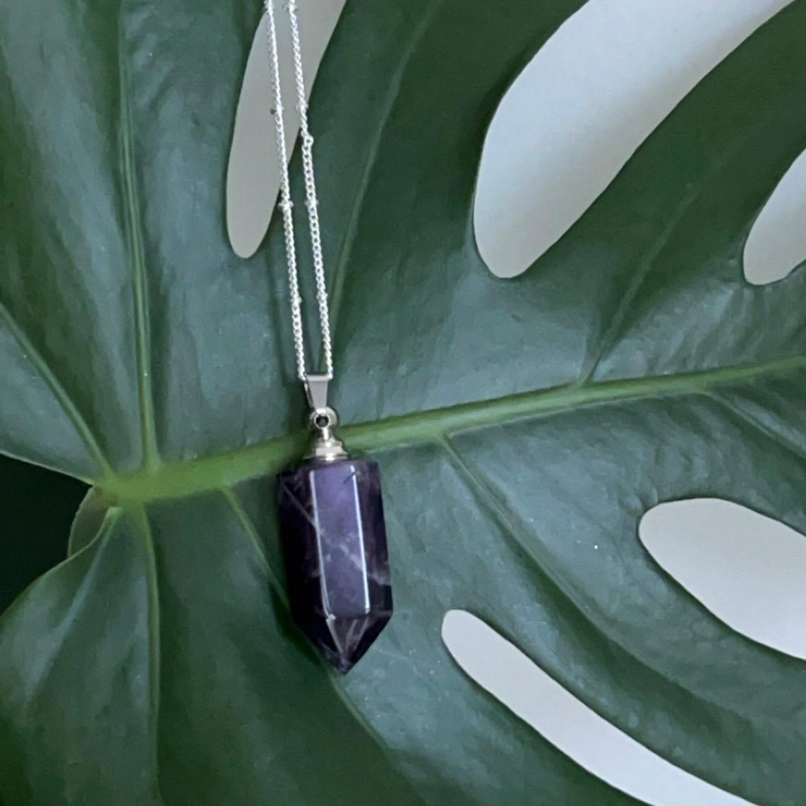 Essential Oil Vial Necklace - Amethyst (silver) - Elevated Calm