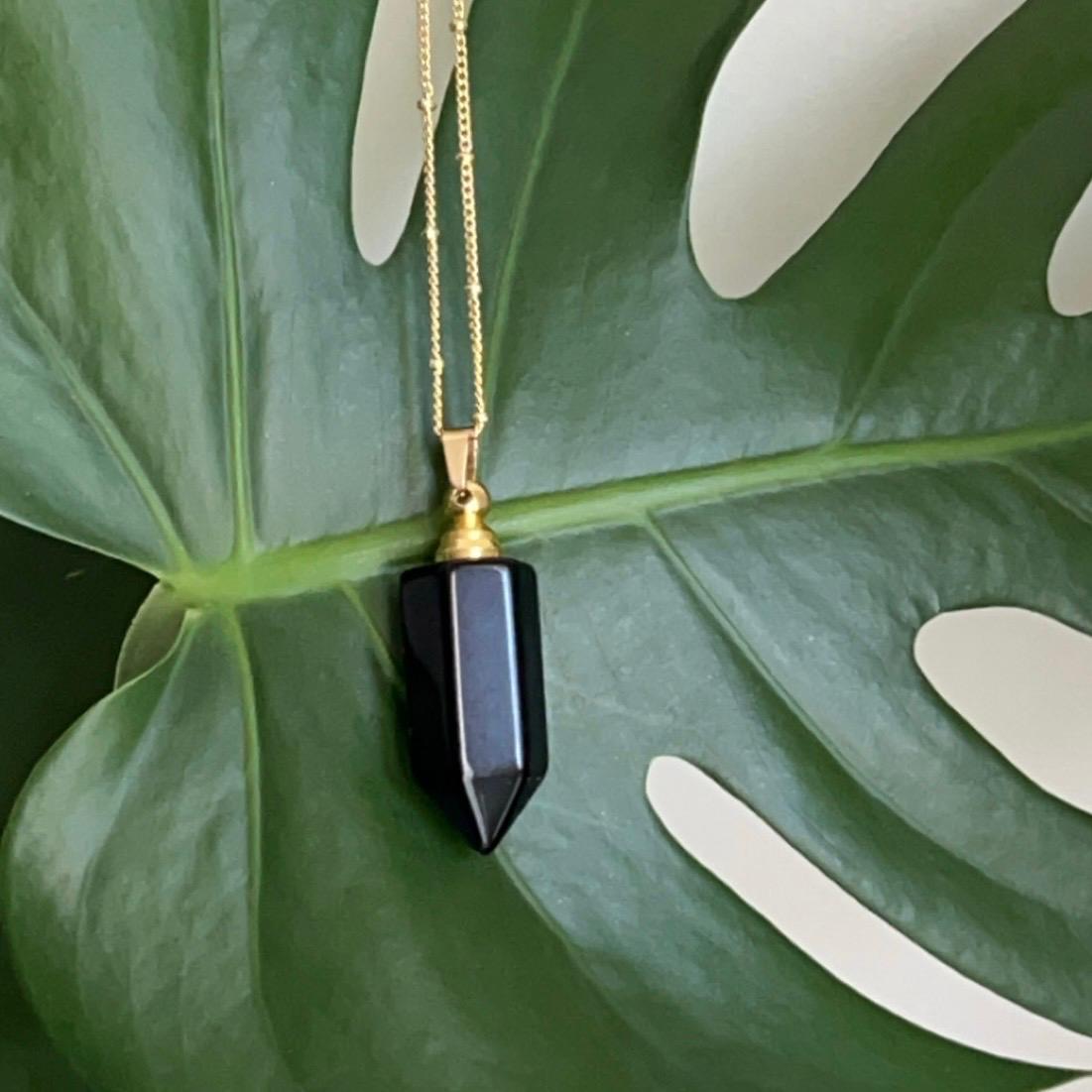 Elevated Calm Obsidian Vial Necklace