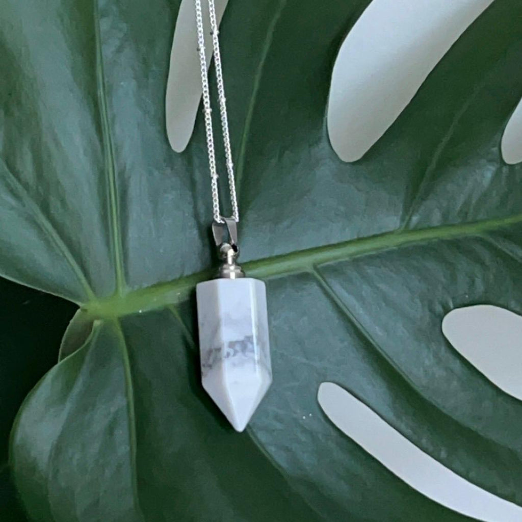 Essential Oil Vial Necklace - Howlite (silver) - Elevated Calm