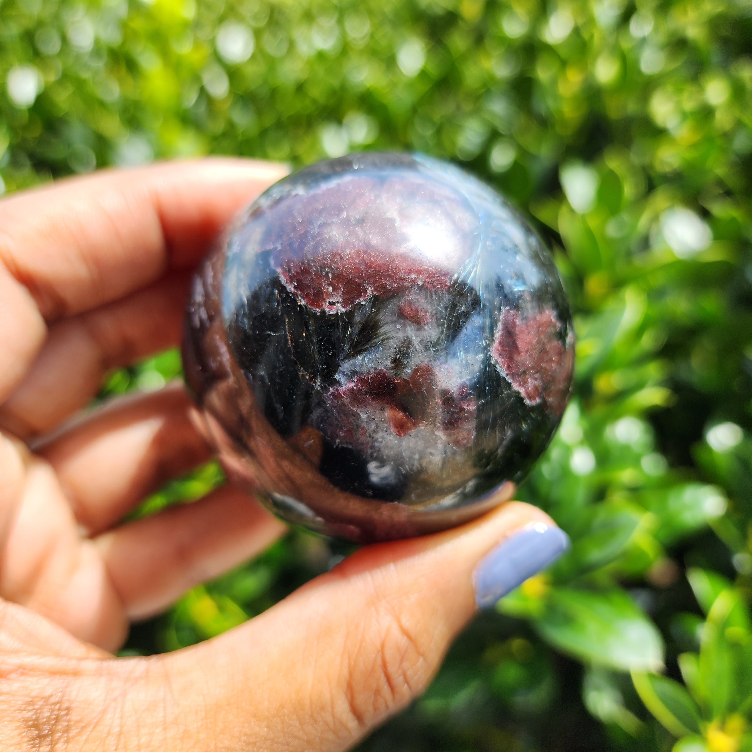 Elevated Calm Garnet Arfvedsonite Sphere