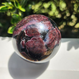 Elevated Calm Garnet Arfvedsonite Sphere