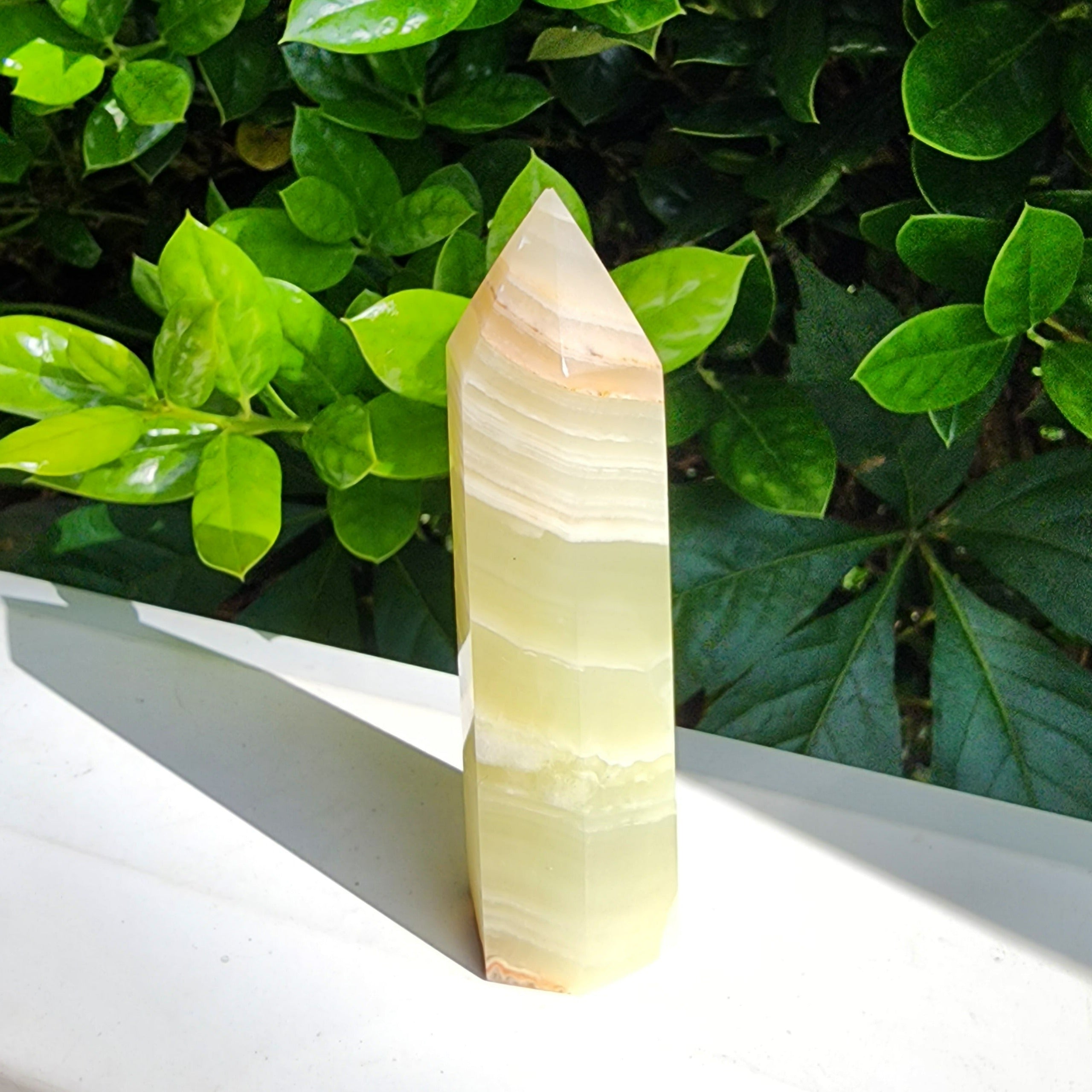 Elevated Calm Green Onyx Banded Calcite