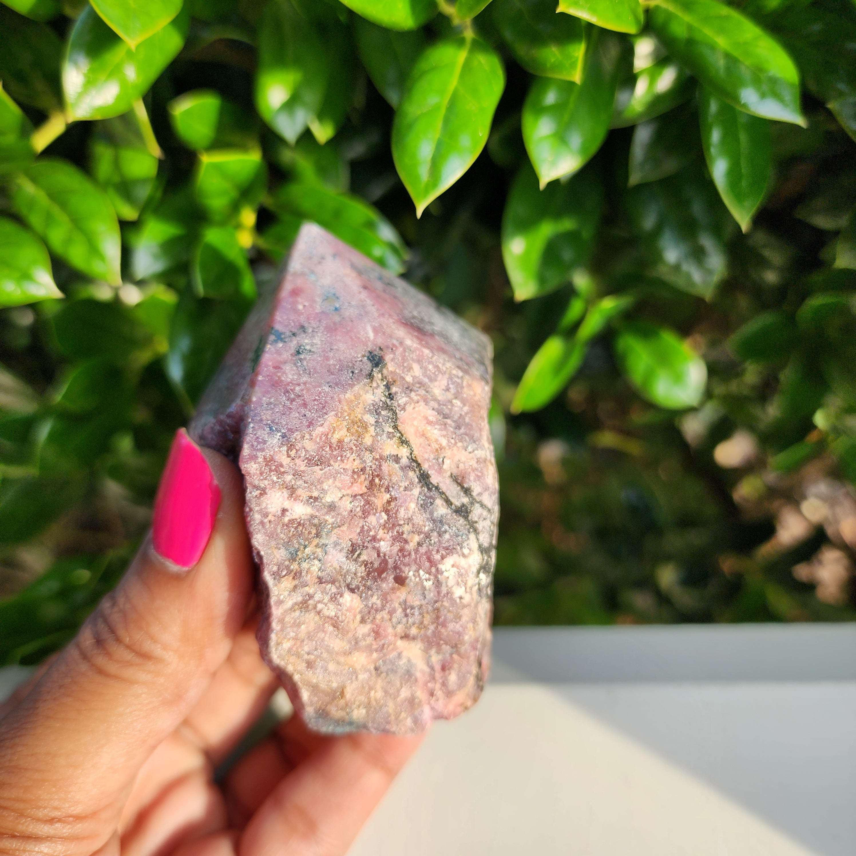 Elevated Calm Rhodonite Top Polished Point