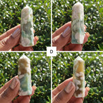 Elevated Calm Green Flower Agate Tower
