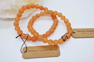8mm Gemstone Bead Bracelet - Peach Aventurine (polished) - Elevated Calm