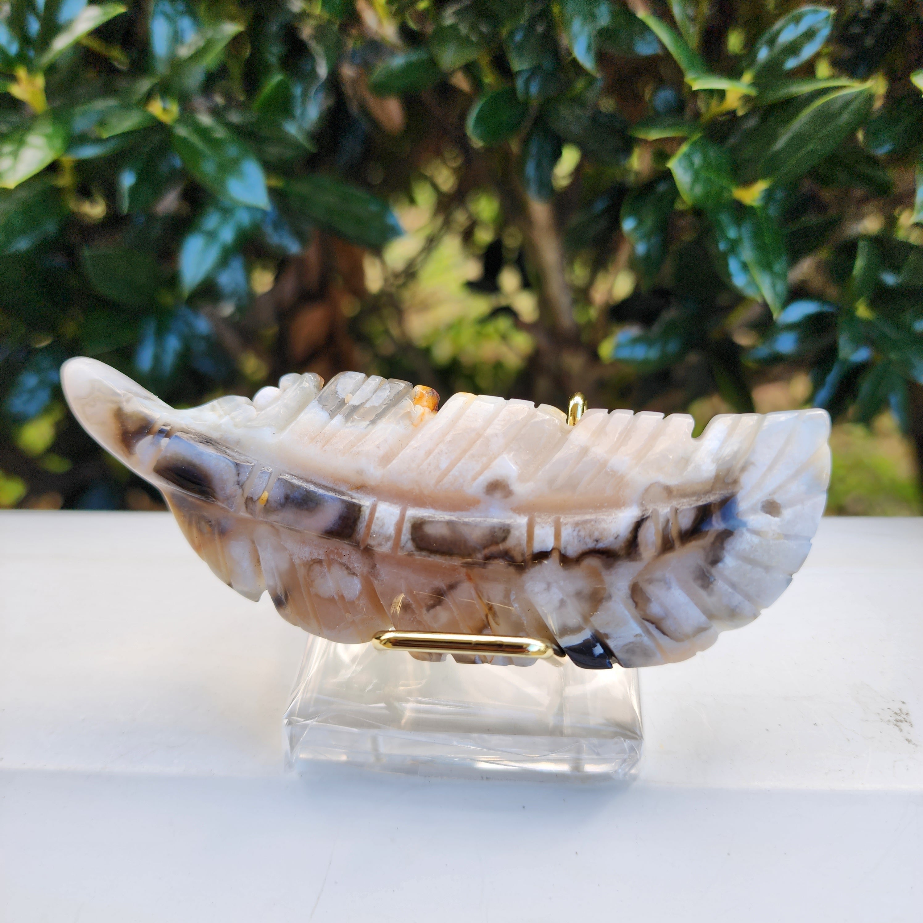 Elevated Calm Flower Agate Feather