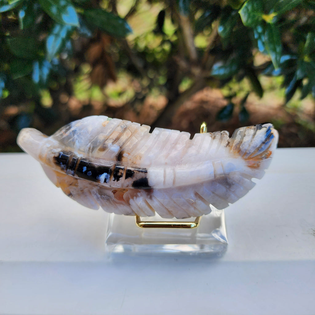 Elevated Calm Flower Agate Feather