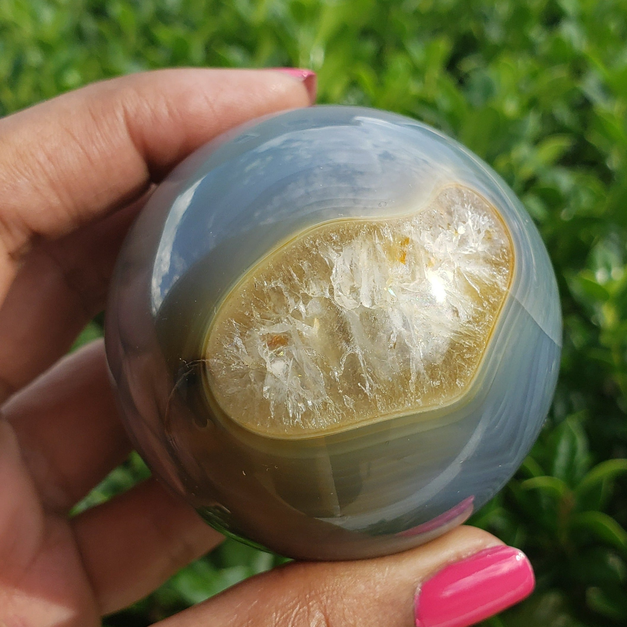 Elevated Calm Banded Agate Sphere 