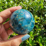 Elevated Calm Blue Apatite Sphere