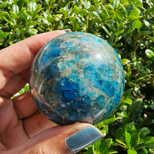 Elevated Calm Blue Apatite Sphere