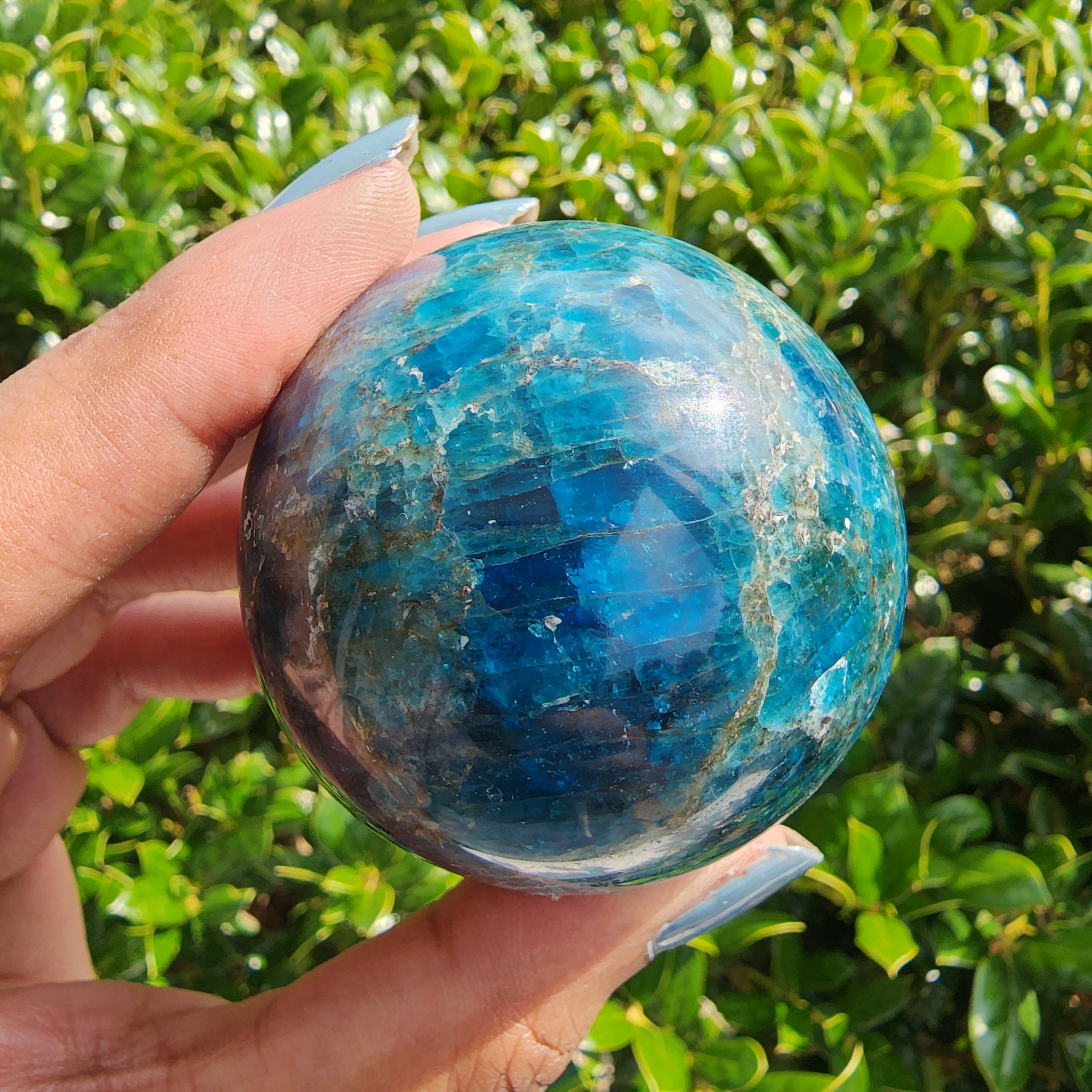 Elevated Calm Blue Apatite Sphere