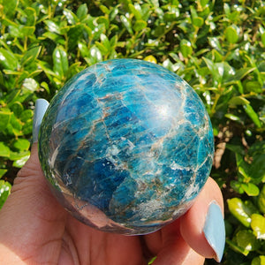 Elevated Calm Blue Apatite Sphere