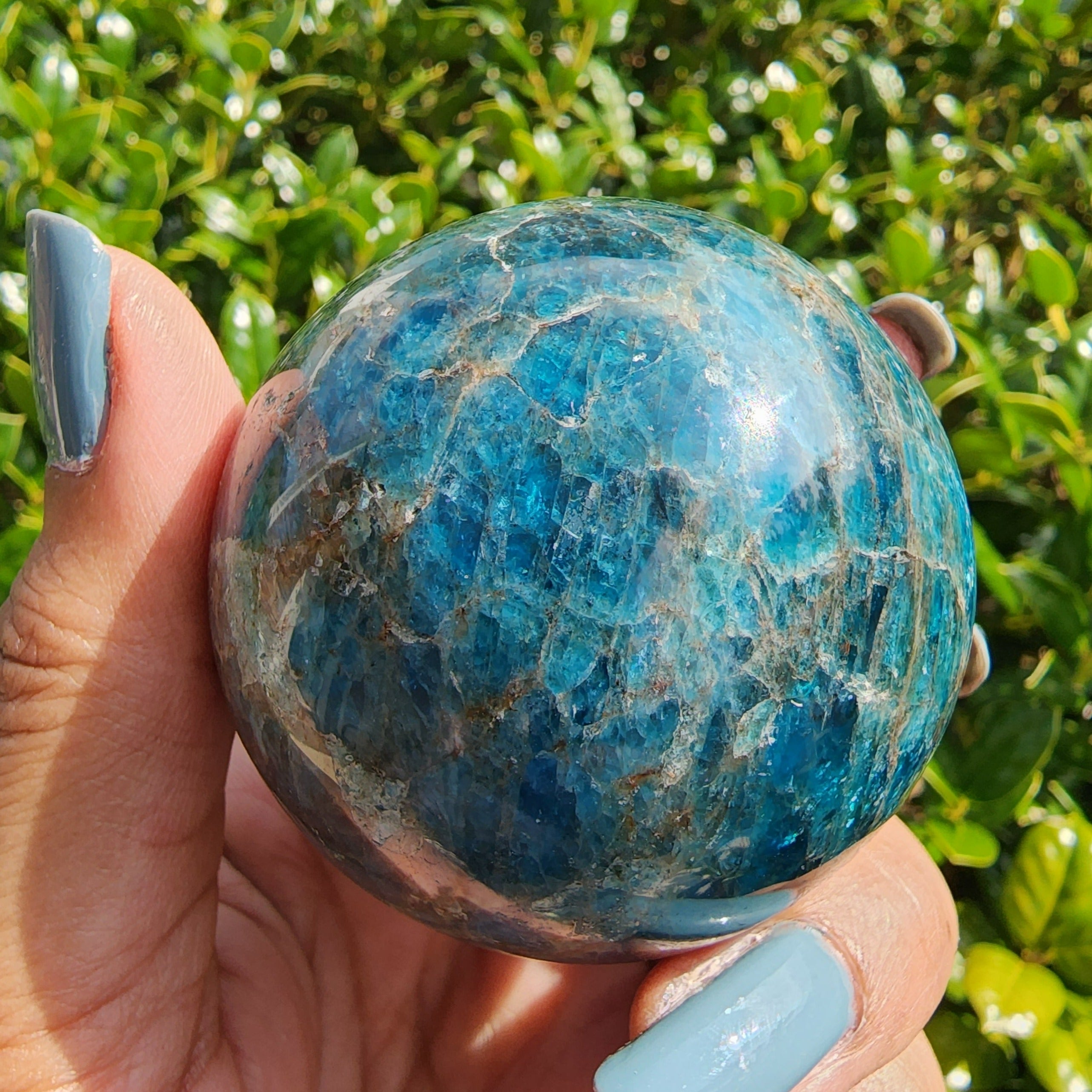 Elevated Calm Blue Apatite Sphere