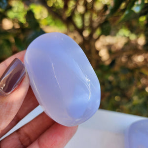 Elevated Calm Blue Chalcedony Palm