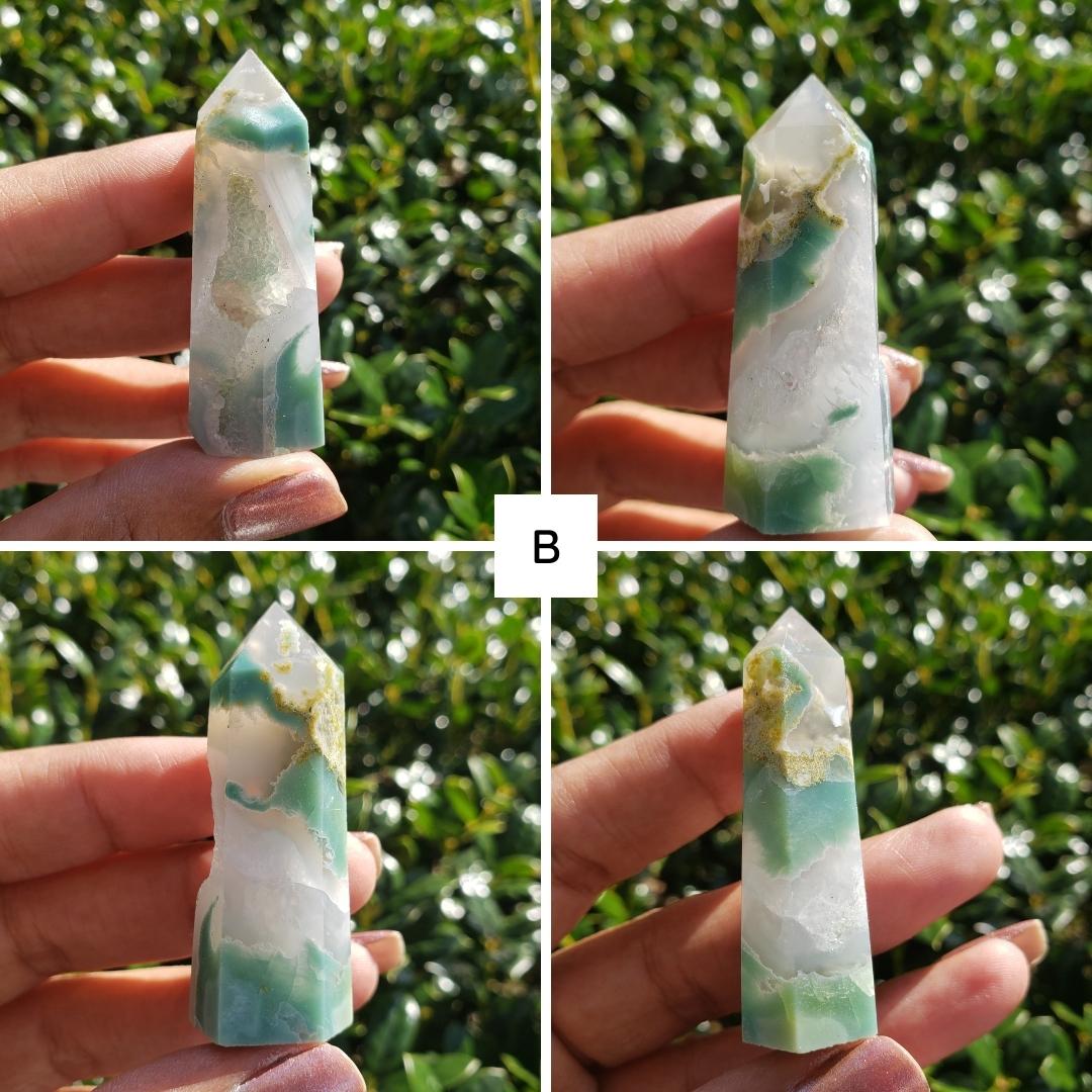 Flower Agate Tower - Green