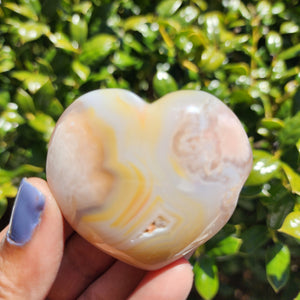 Elevated Calm Flower Agate Heart