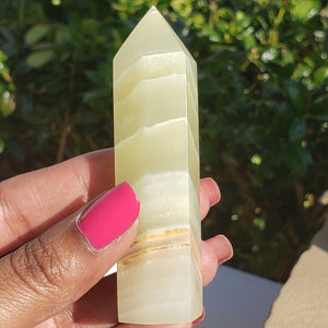 Elevated Calm Green Banded Onyx Calcite