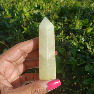 Elevated Calm Green Banded Onyx Calcite
