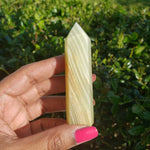 Elevated Calm Green Banded Onyx Calcite
