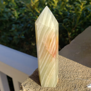 Elevated Calm Green Banded Onyx Calcite
