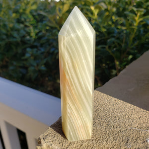 Elevated Calm Green Banded Onyx Calcite