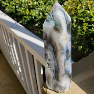 Elevated Calm Moss AGate Tower