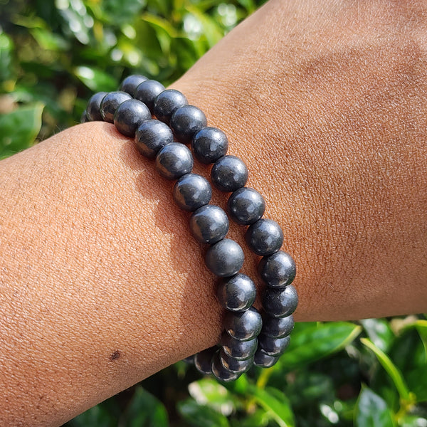 8mm Gemstone Bead Bracelet Shungite – Elevated Calm