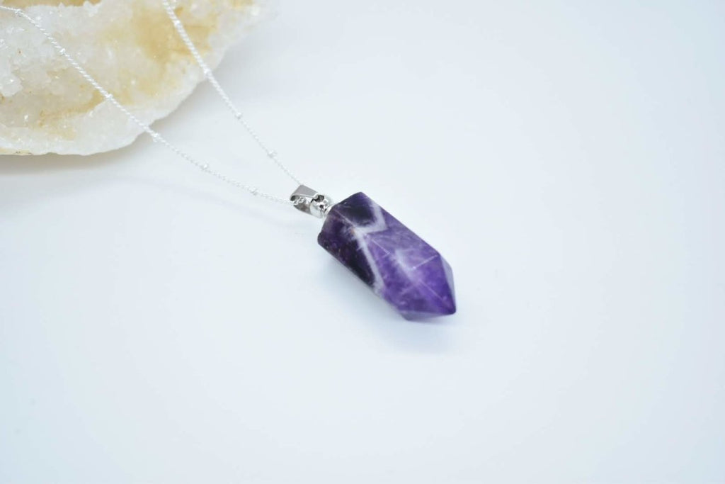 Essential Oil Vial Necklace - Amethyst (silver) - Elevated Calm