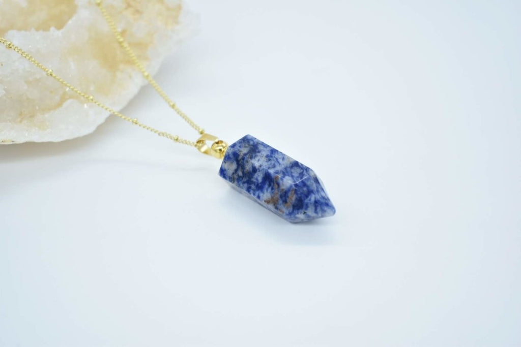 Essential Oil Vial Necklace - Sodalite (gold) - Elevated Calm